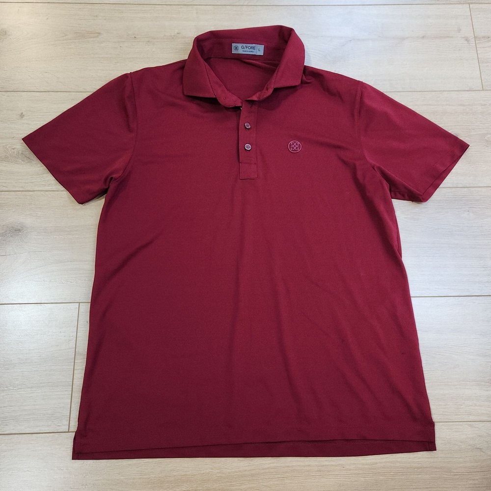 G/Fore Polo Shirt Mens Large Red Short Sleeve Golf Athletic Performance Logo